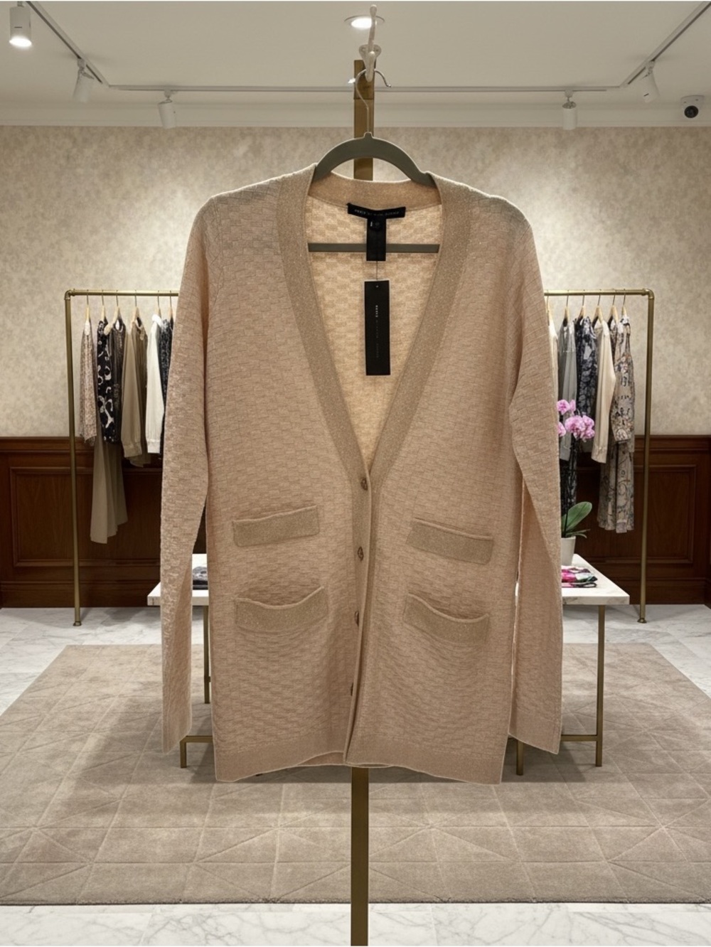 Marc By Marc Jacobs beige/gold cashmere blend metallic cardigan NWT size s